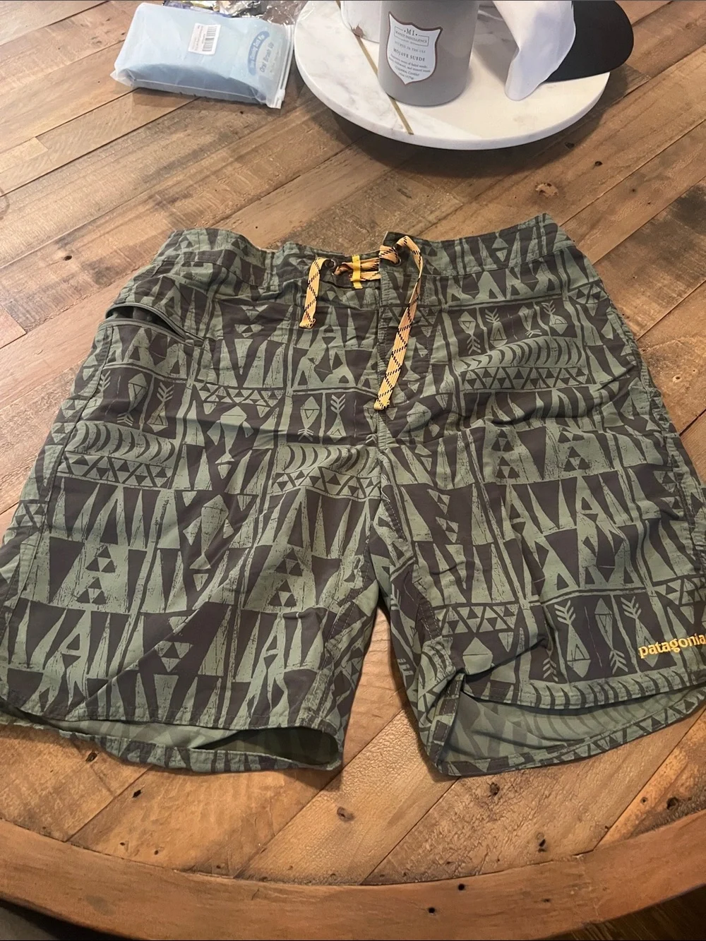 Patagonia Men’s Green Tribal Print Swim Trunks
